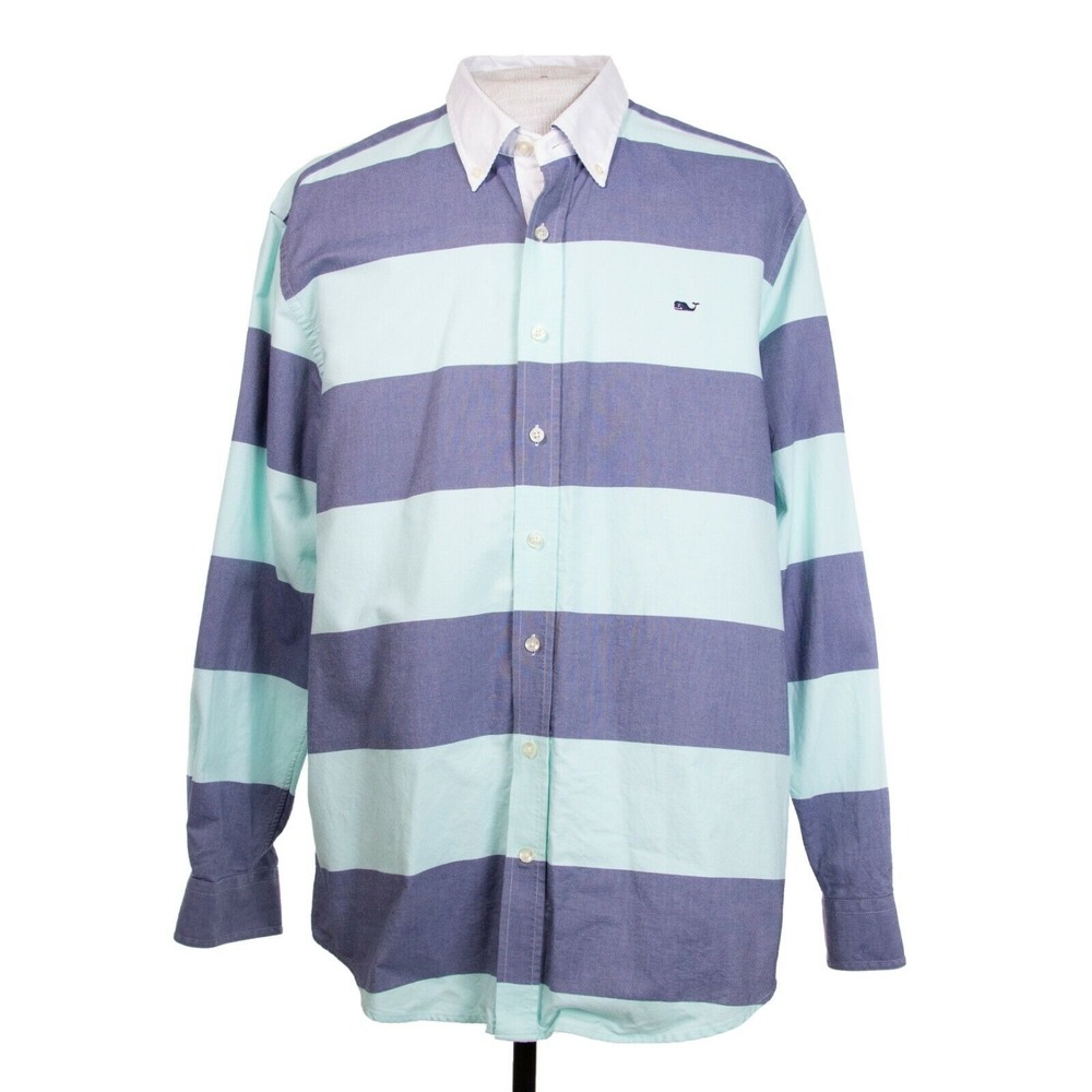 Vineyard Vines Blue and White Striped Casual Button Down Shirt - Picture 1 of 8